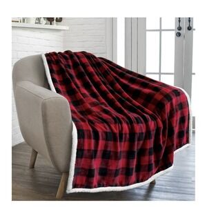 Plaid Buffalo Checker Christmas Throw Blanket Soft Sherpa Fleece for Sofa Couch